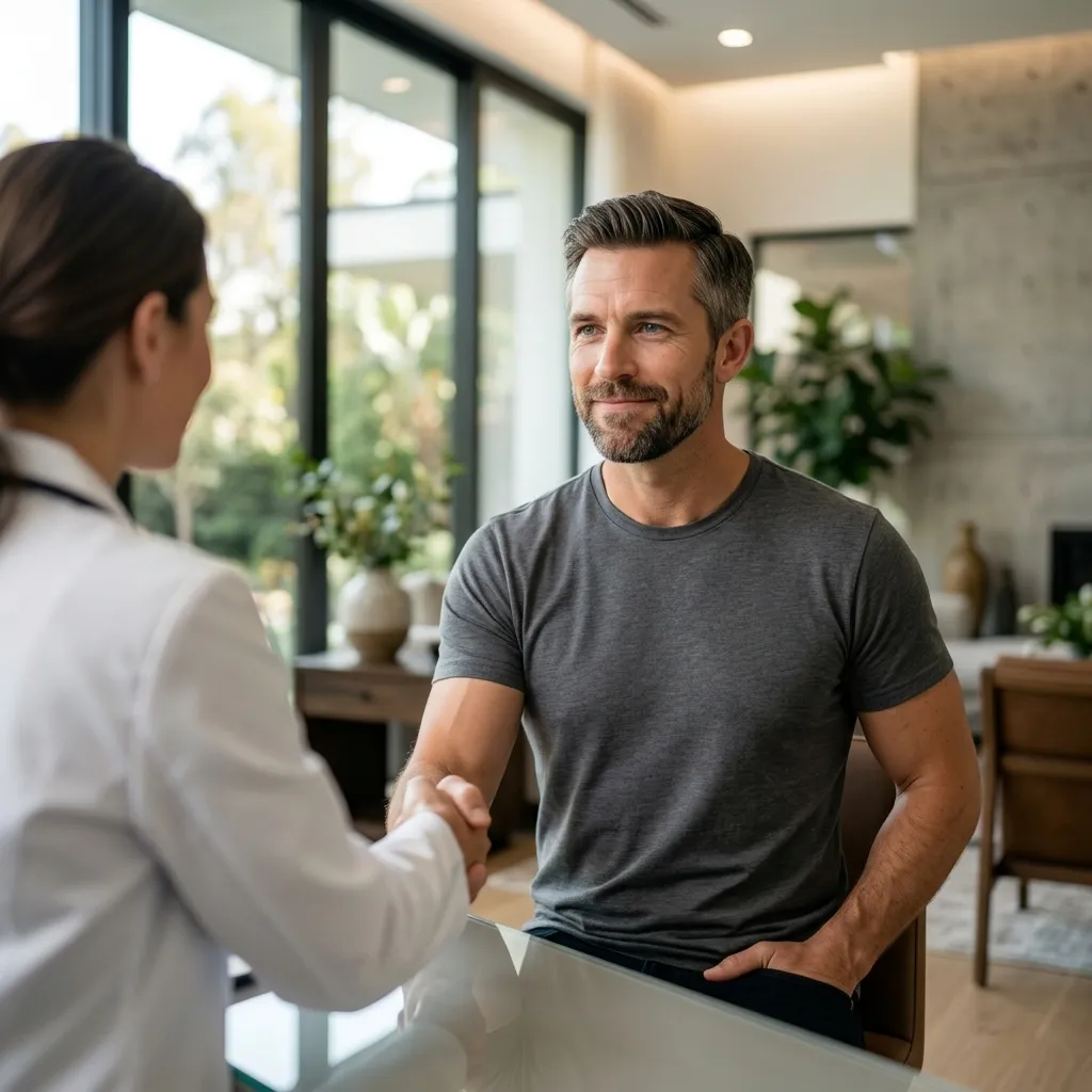A Quantum Men's Health clinician meeting with a patient